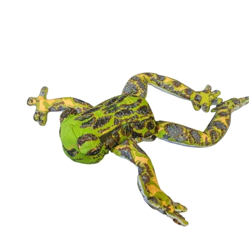 Russ Berrie & Co Camouflage Frog‎ Plush Green Brown Spotted Bean Bag Toy 2001